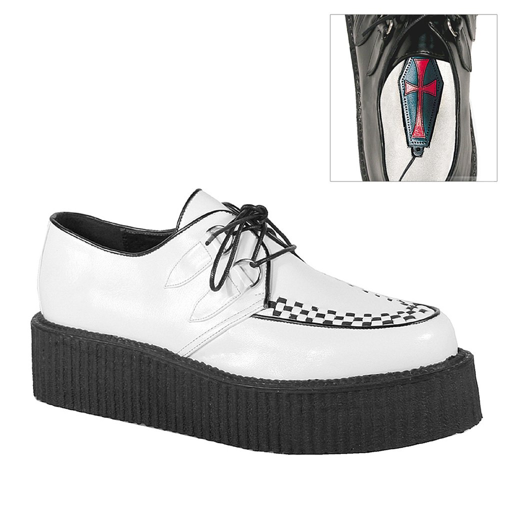 Creepers Demonia V Creeper 502 Vegan Cuir Homme - Blanche 57382-DQMK